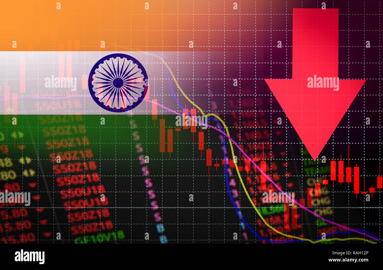 India Bombay Stock Exchange Market Crisis Red Market Price Down - 